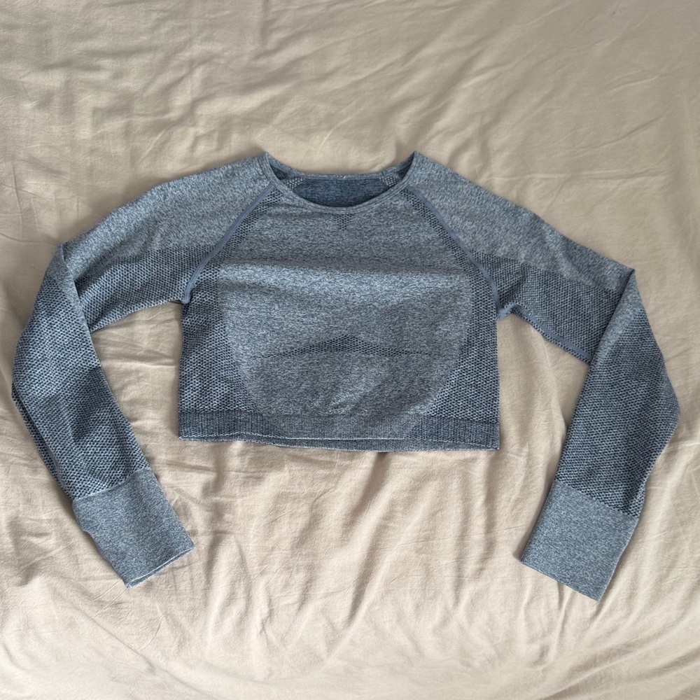 Light Blue Long Sleeve Crop Top